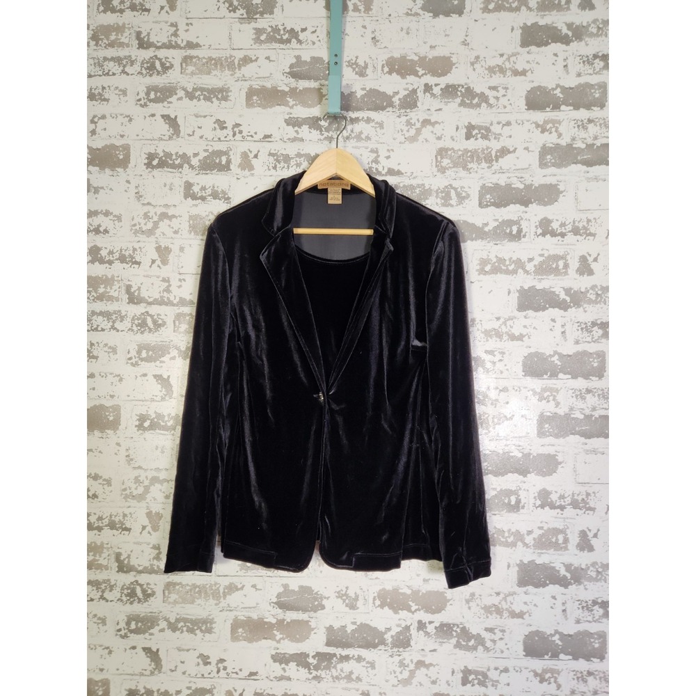 Vintage Black Velvet‎ Blazer Top Set Size Large Elegant Chic Holiday Whimsigoth